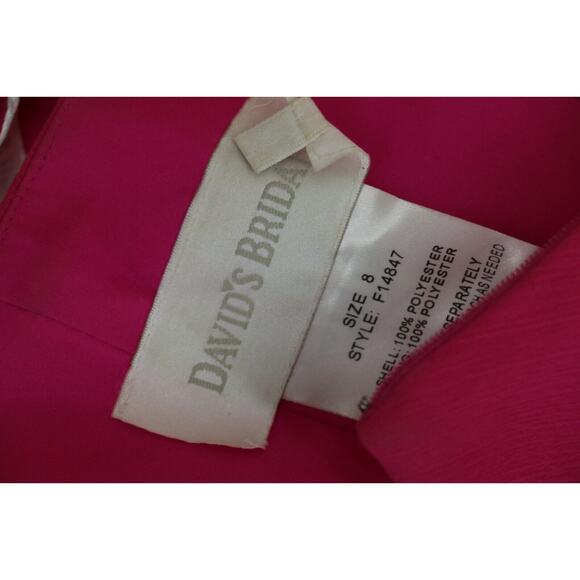 Davids Bridal Womens Size 8 Strapless Formal Mini Prom Dress Fuchsia Pink - Picture 6 of 8